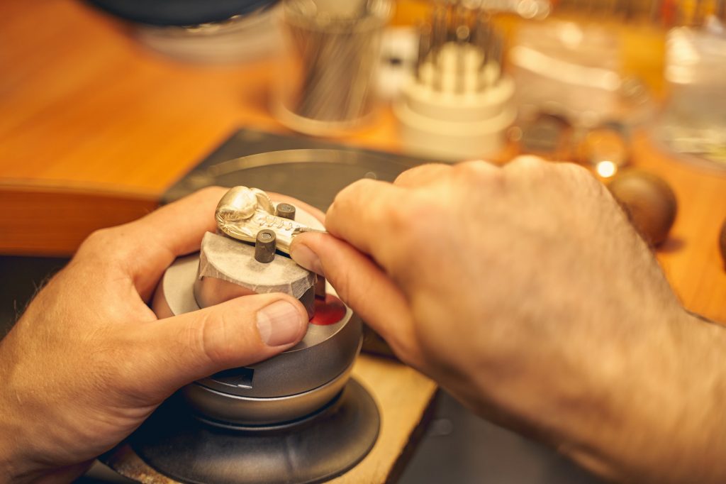 Craftsman working on a piece of jewelry